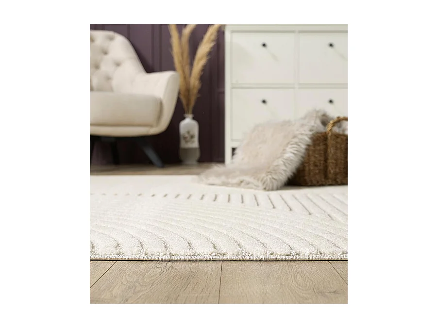 Tapis Everest moderne effet haut-bas 3D - Crème - 120 x 170 cm