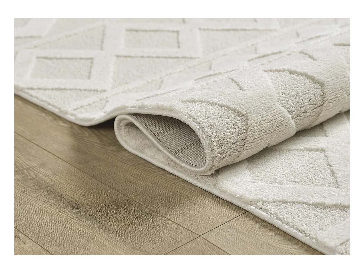 Tapis Everest moderne losange - Crème - 140 x 200 cm