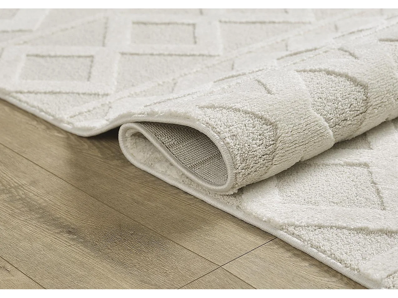 Tapis Everest moderne losange - Crème - 140 x 200 cm