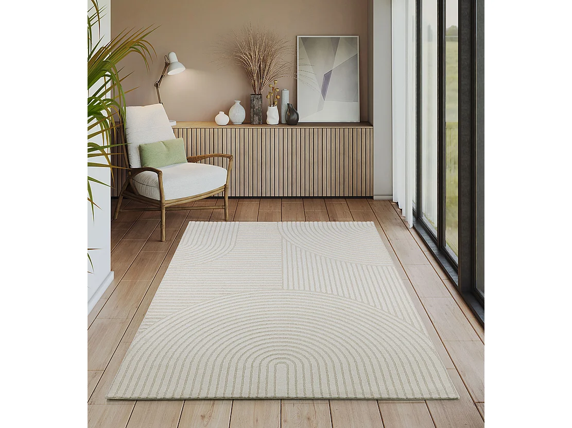 Tapis Everest moderne arc curve - Crème - 240 x 340 cm