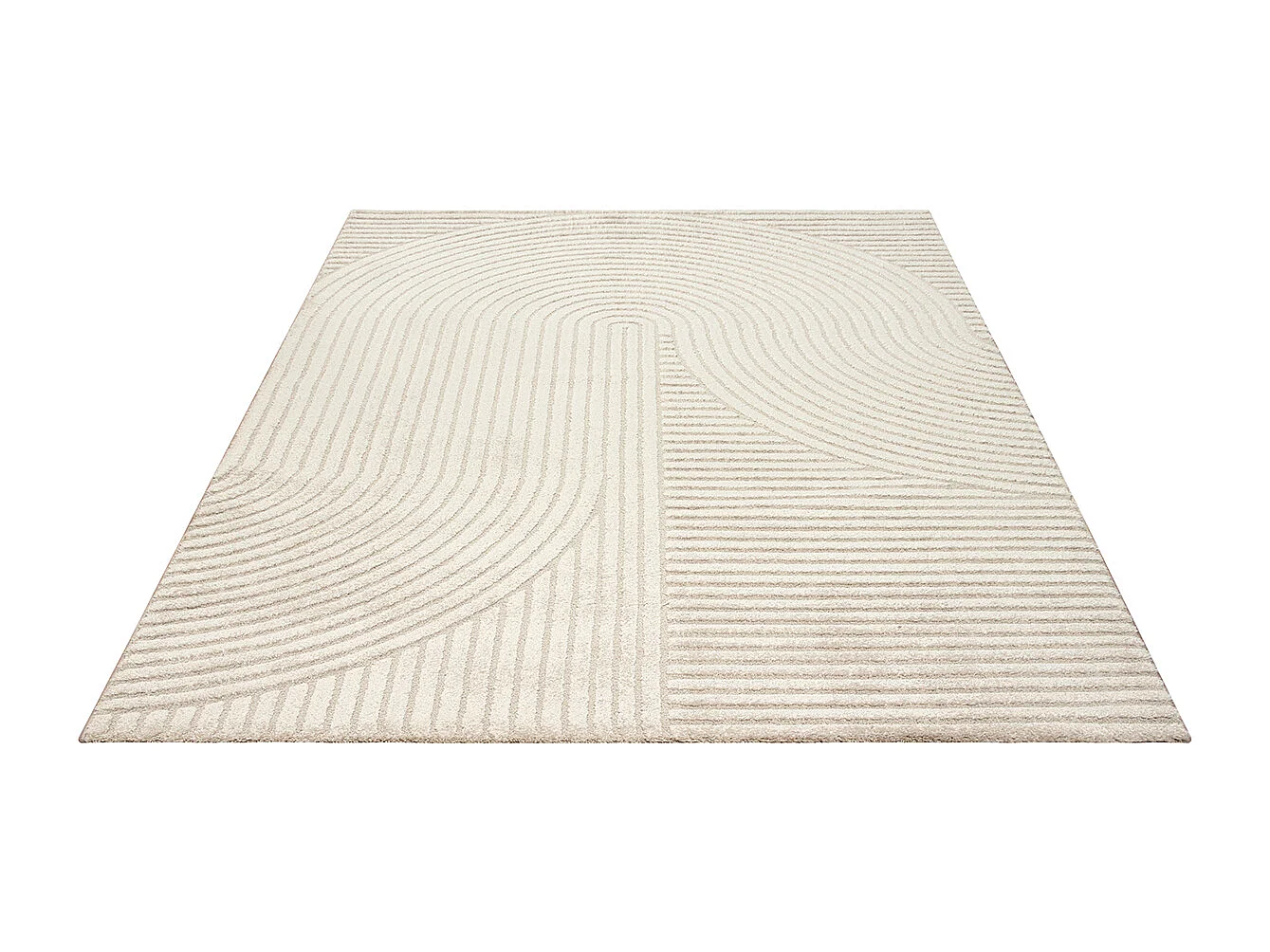 Tapis Everest moderne effet haut-bas 3D - Beige - 80 x 300 cm