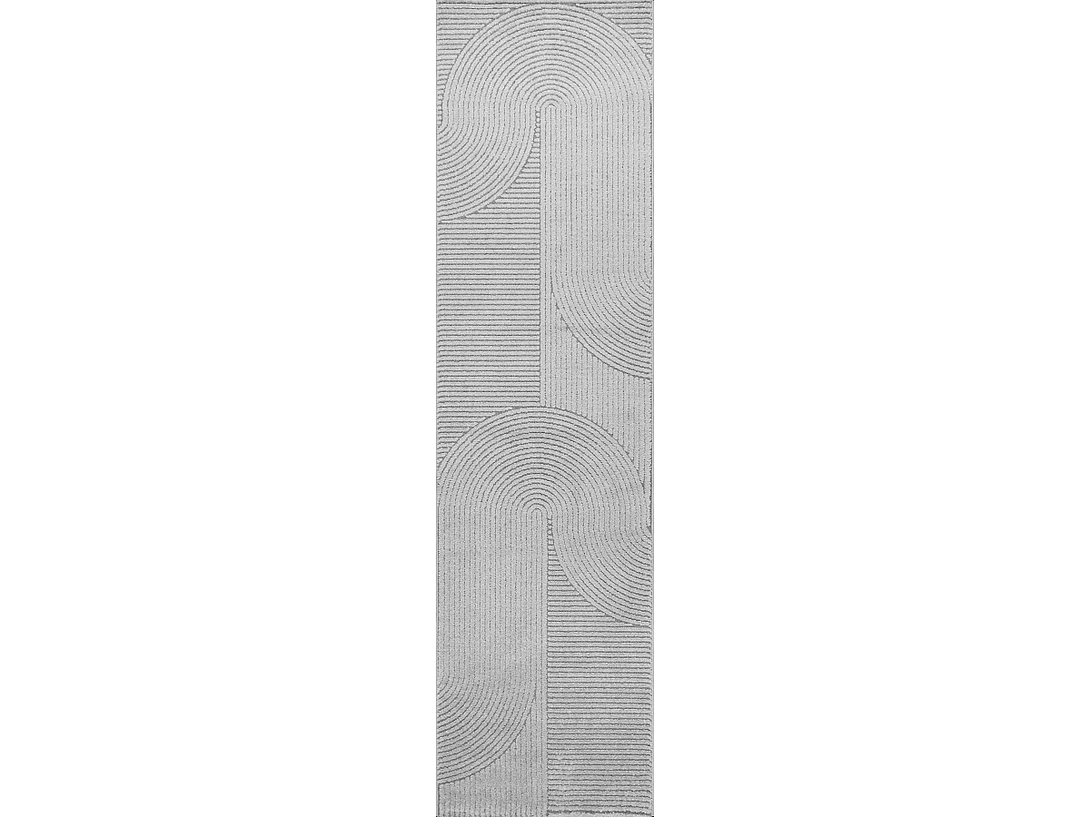 Tapis Everest moderne effet haut-bas 3D - Gris - 80 x 300 cm