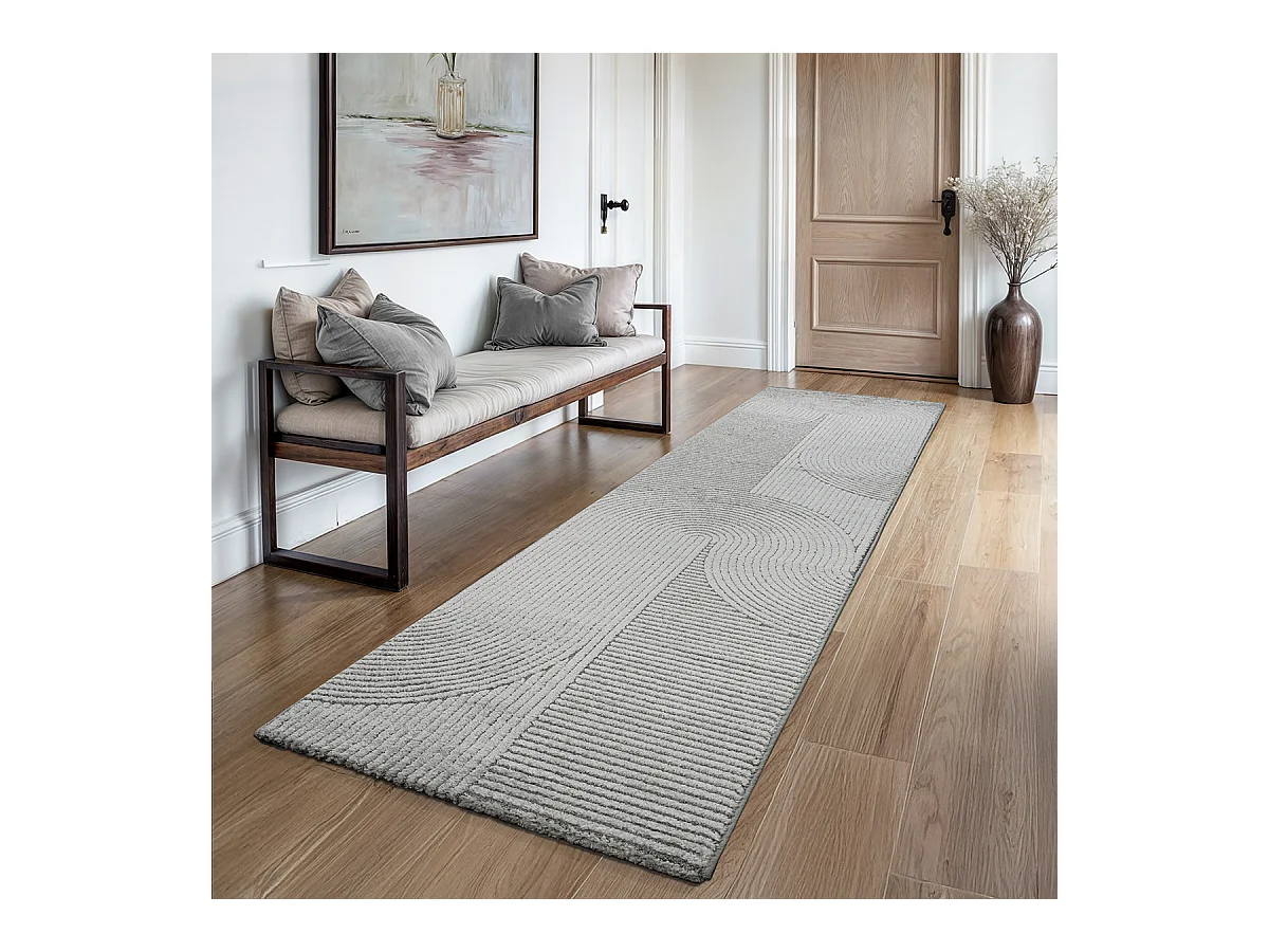Teppich Everest Modern 3D Hoch-Tief-Effekt - Grau - 80 x 300 cm