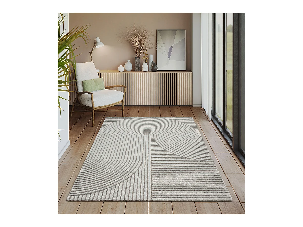 Tapis Everest moderne effet haut-bas 3D - Gris - 120 x 170 cm