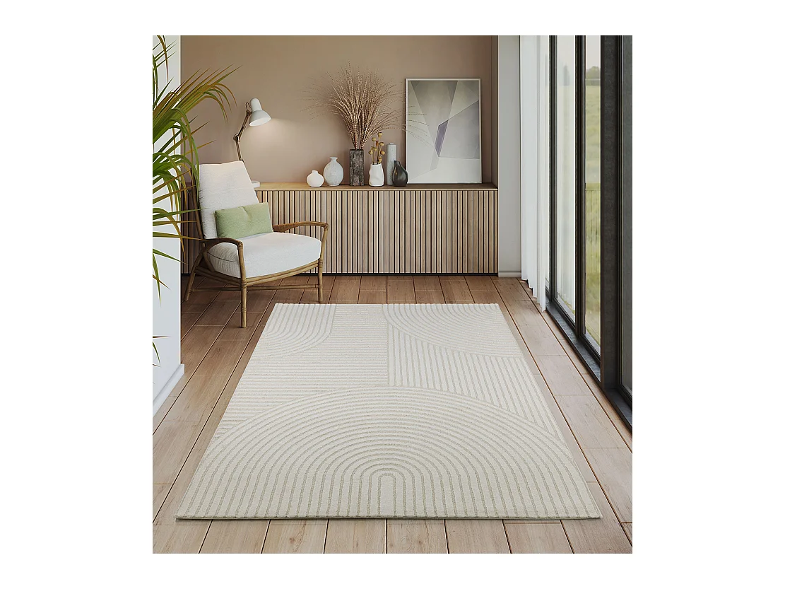 Tapis Everest moderne arc curve - Crème - 120 x 170 cm