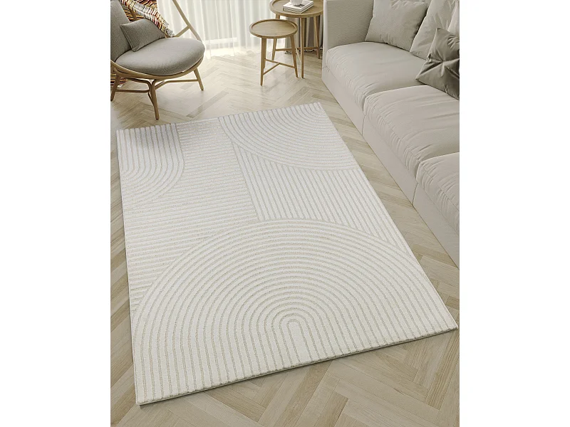 Tapis Everest moderne arc curve - Crème - 80 x 300 cm