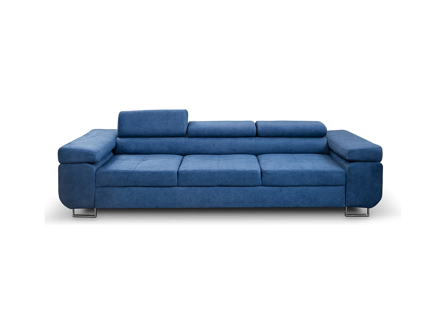 Couch Marlene mit verstellbaren Kopfstützen 274 x 97 cm, Schlaffunktion Wohnzimmersofa 3 Sitzer Freistehendes Polstersofa Sofa, blau