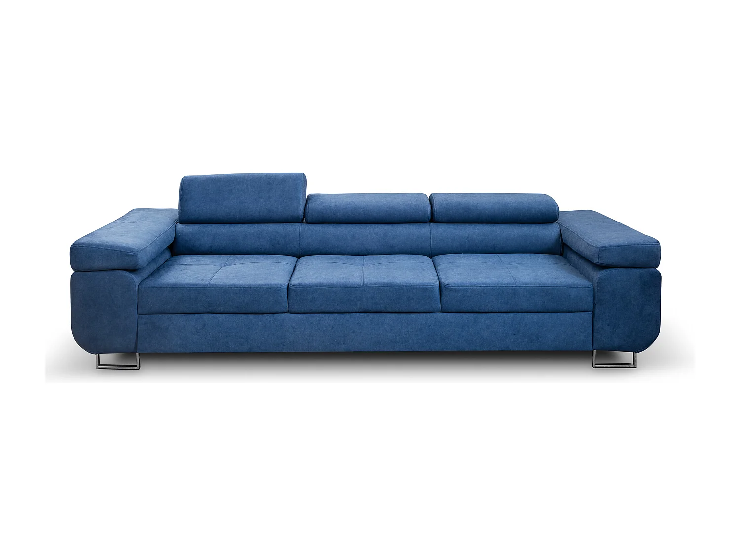 Couch Marlene mit verstellbaren Kopfstützen 274 x 97 cm, Schlaffunktion Wohnzimmersofa 3 Sitzer Freistehendes Polstersofa Sofa, blau