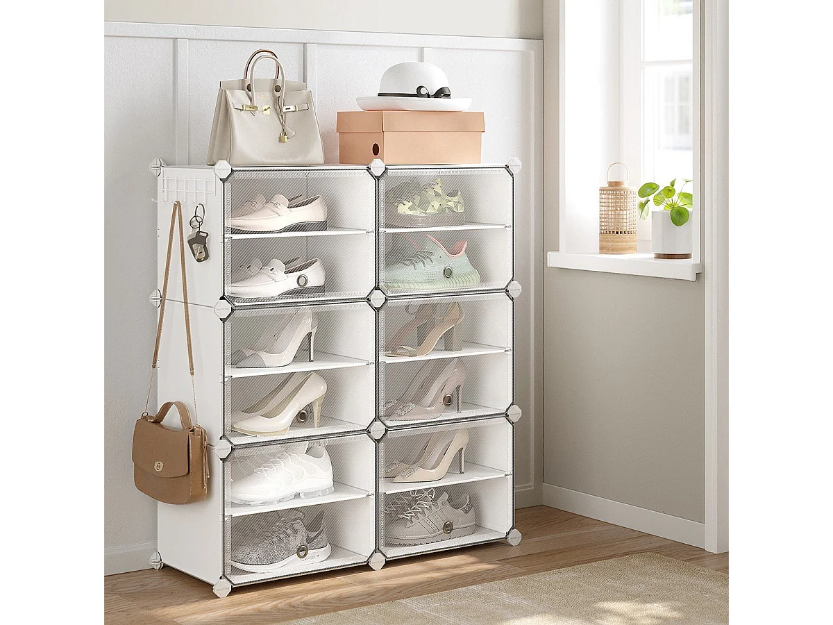 Meuble à chaussures 6 abattants blanc - L82 cm