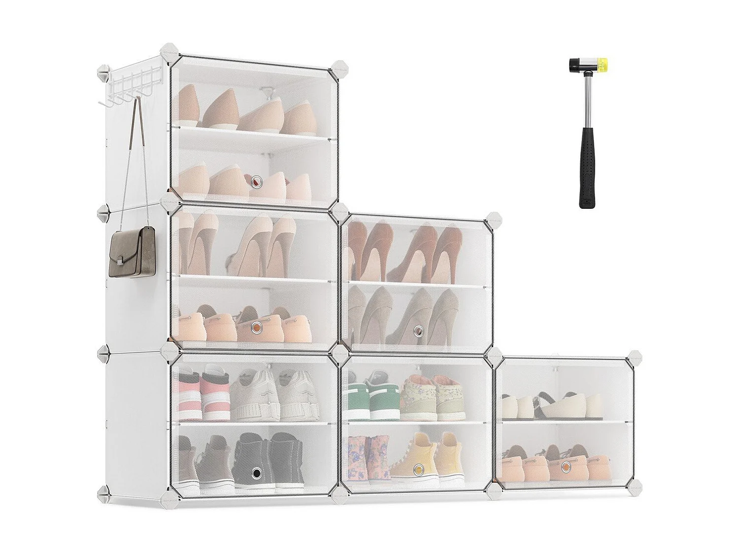 Meuble à chaussures 6 abattants blanc - L82 cm