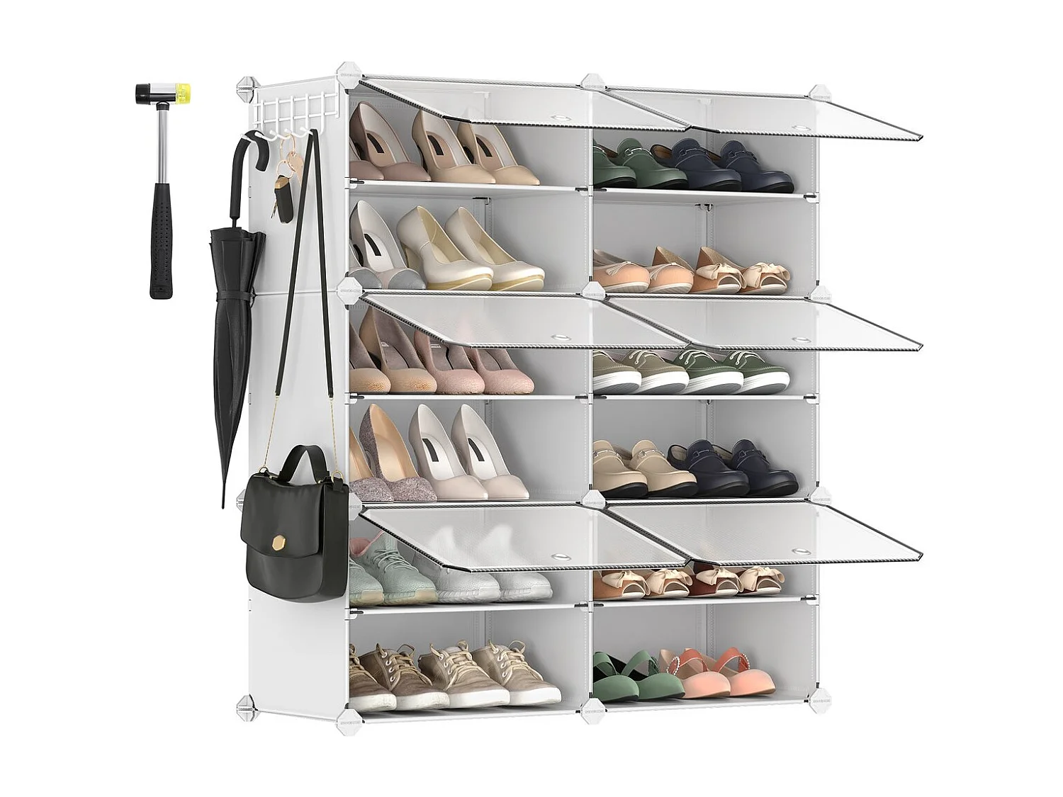 Meuble à chaussures 6 abattants blanc - L82 cm