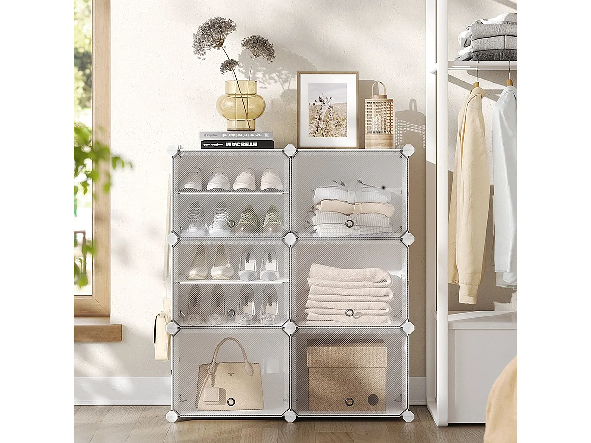 Meuble à chaussures 6 abattants blanc - L82 cm