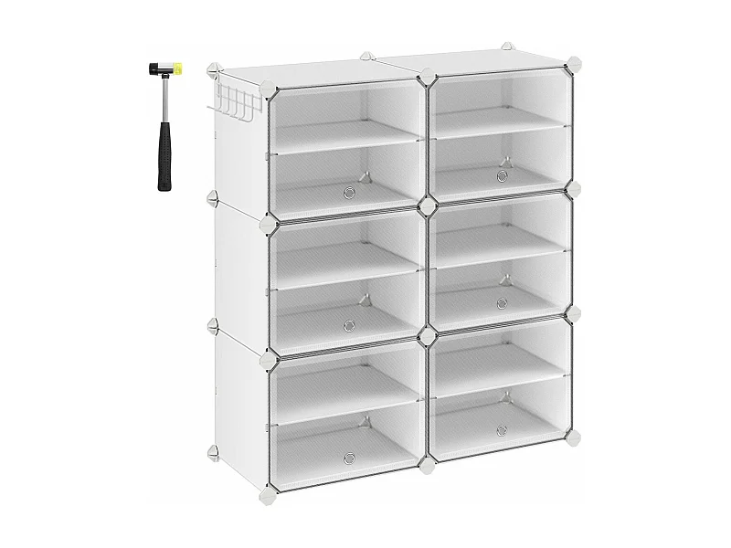 Meuble à chaussures 6 abattants blanc - L82 cm