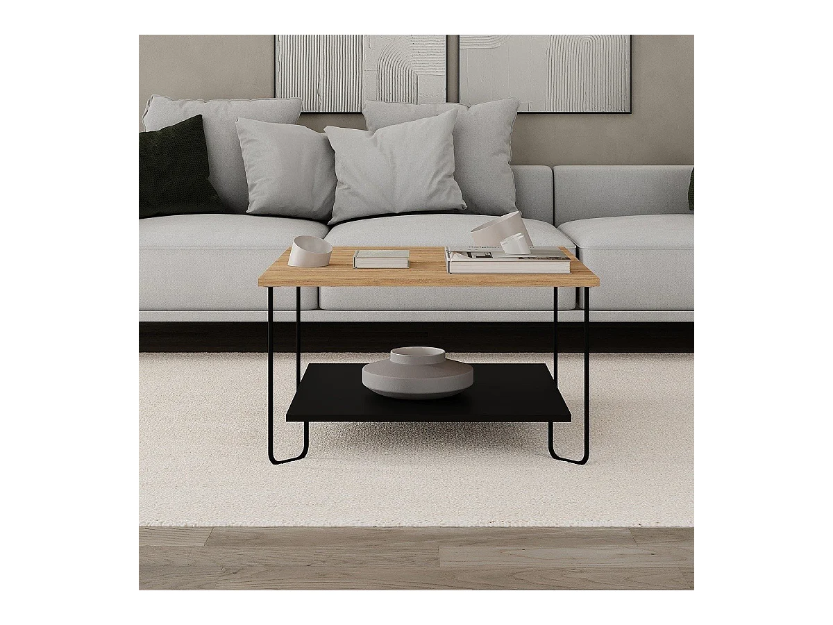 Quadratischer Couchtisch mit Metallfüßen L80 cm – TONKA