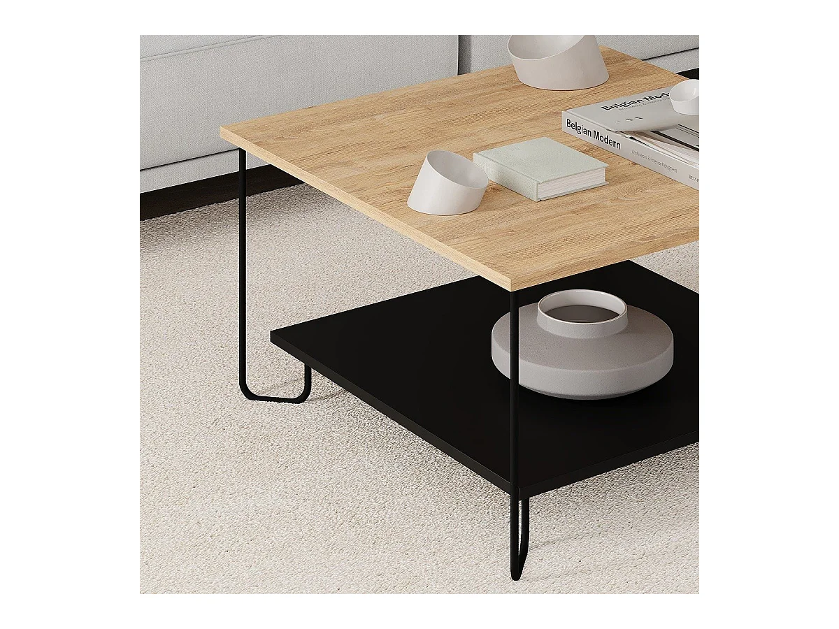 Quadratischer Couchtisch mit Metallfüßen L80 cm – TONKA