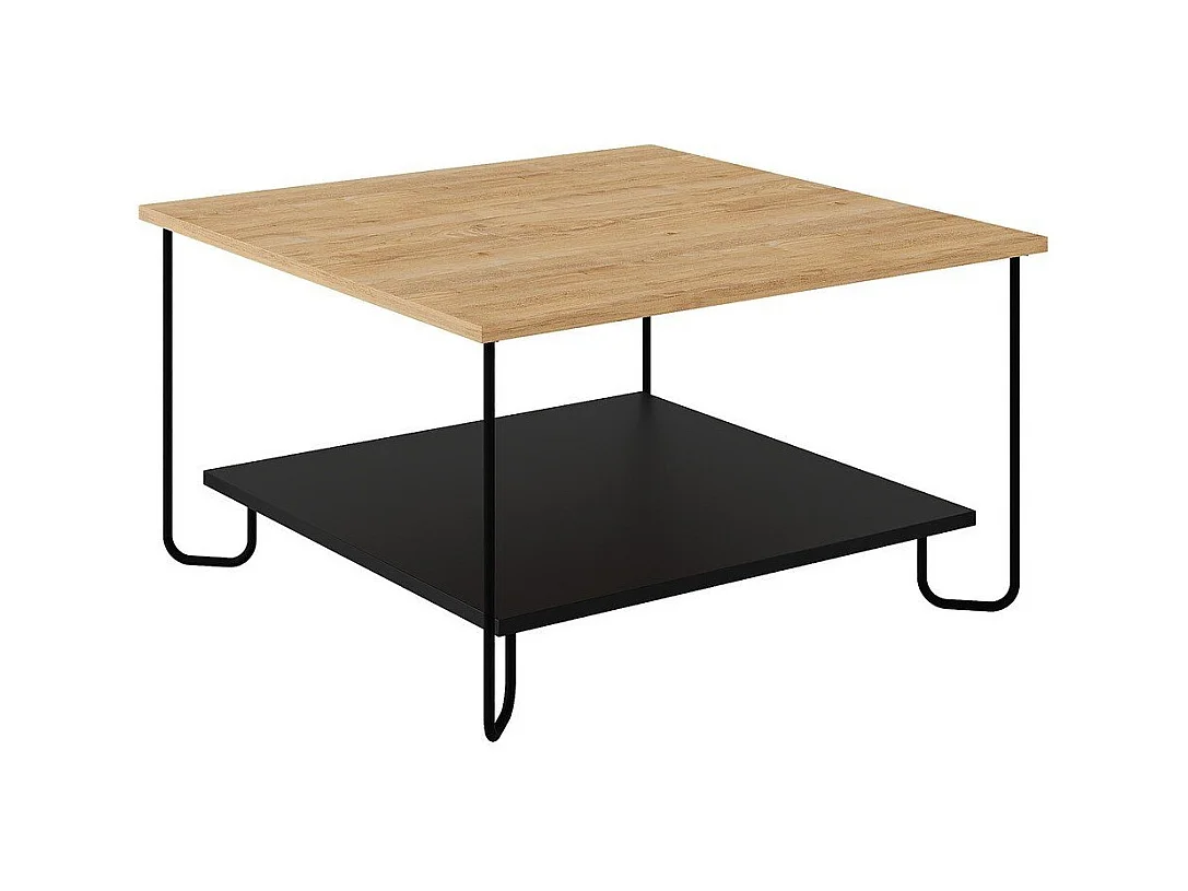 Table basse carrée avec pieds en métal L80 cm - TONKA