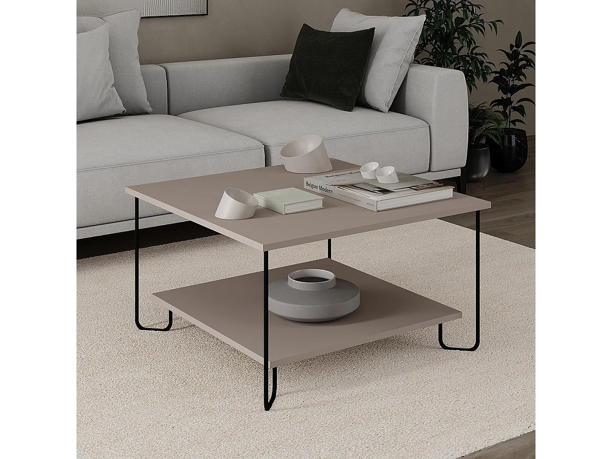 Quadratischer Couchtisch mit Metallfüßen L80 cm – TONKA