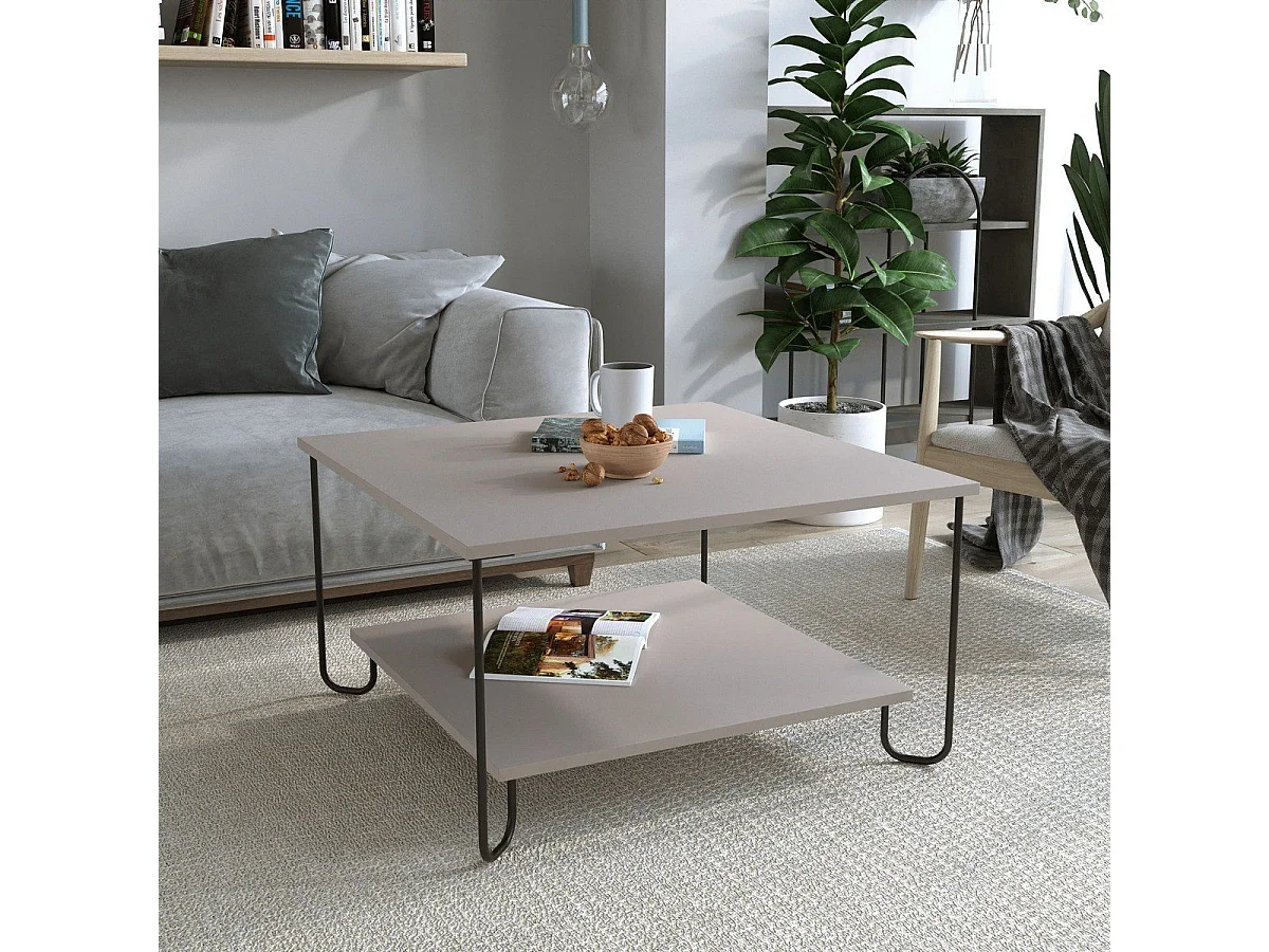 Quadratischer Couchtisch mit Metallfüßen L80 cm – TONKA