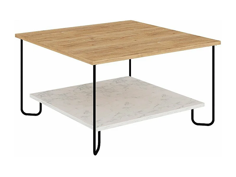 Table basse carrée avec pieds en métal L80 cm - TONKA