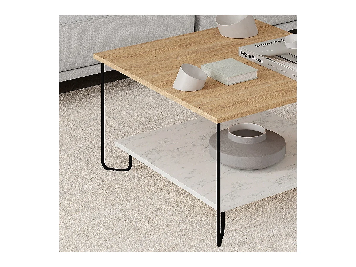 Quadratischer Couchtisch mit Metallfüßen L80 cm – TONKA
