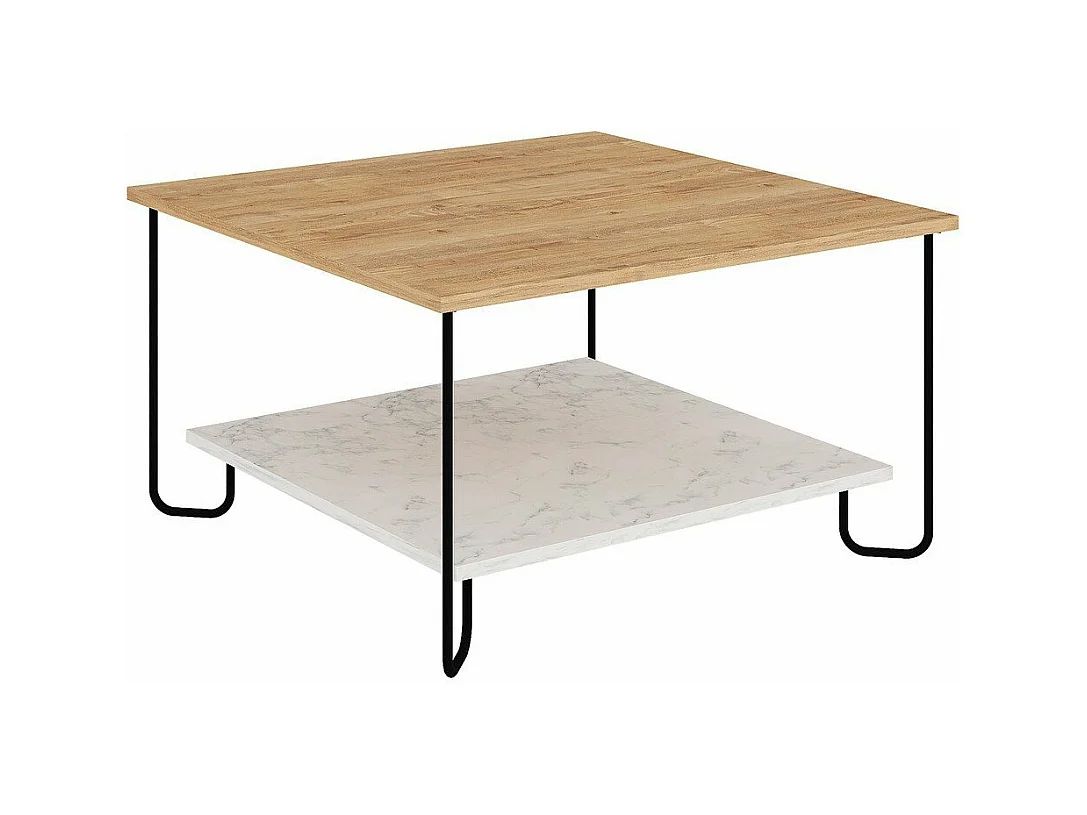 Table basse carrée avec pieds en métal L80 cm - TONKA