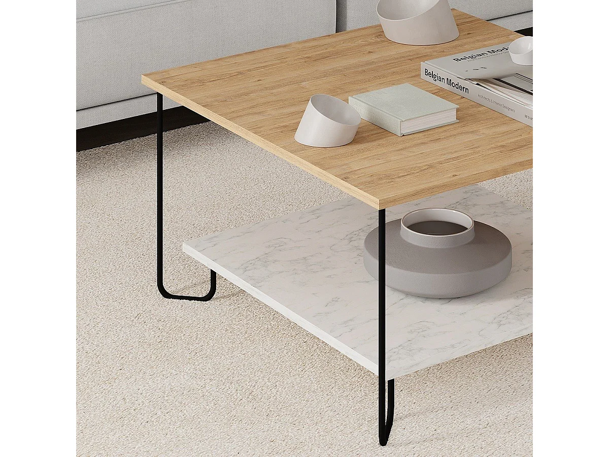 Quadratischer Couchtisch mit Metallfüßen L80 cm – TONKA