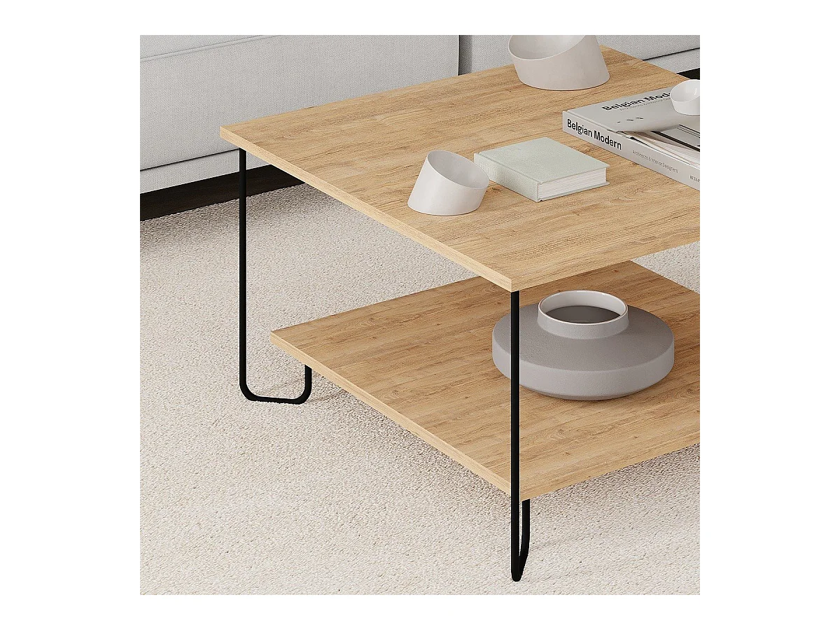 Quadratischer Couchtisch mit Metallfüßen L80 cm – TONKA