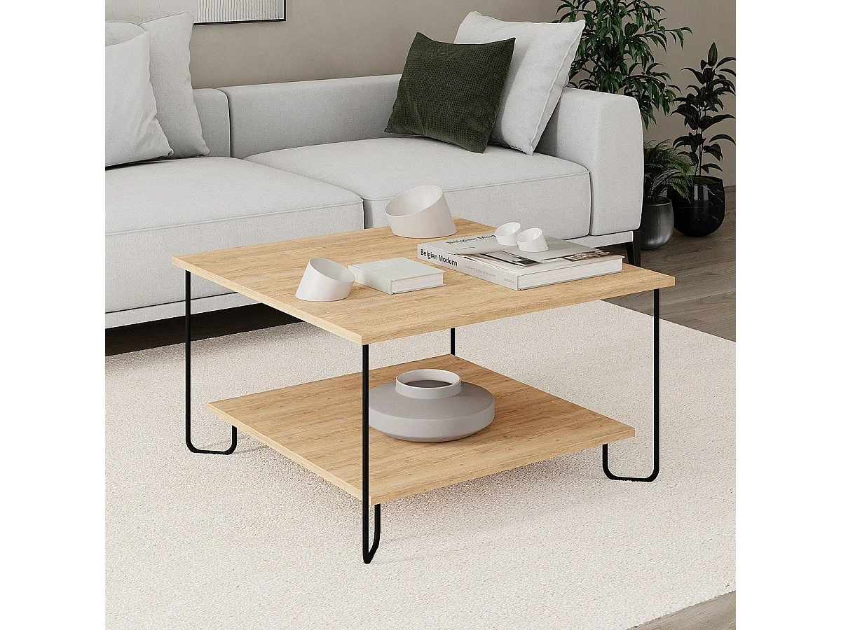Quadratischer Couchtisch mit Metallfüßen L80 cm – TONKA