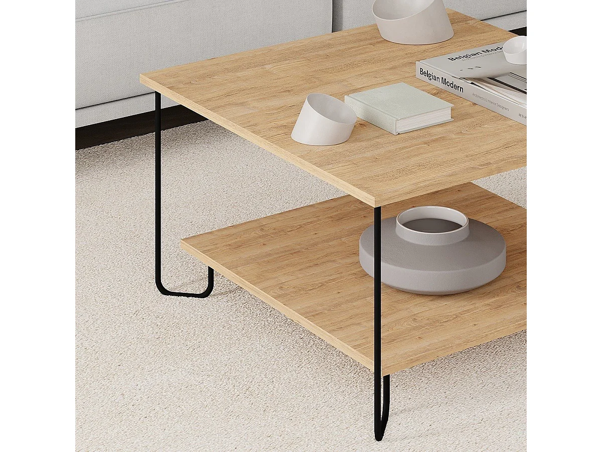 Quadratischer Couchtisch mit Metallfüßen L80 cm – TONKA