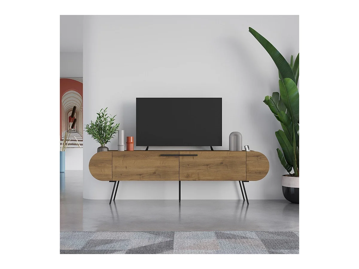 Meuble TV 2 portes avec pieds en métal L194,5 cm - SALUSO