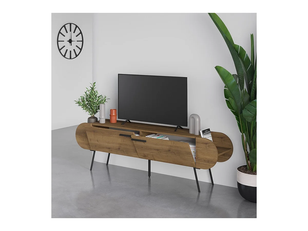 Meuble TV 2 portes avec pieds en métal L194,5 cm - SALUSO