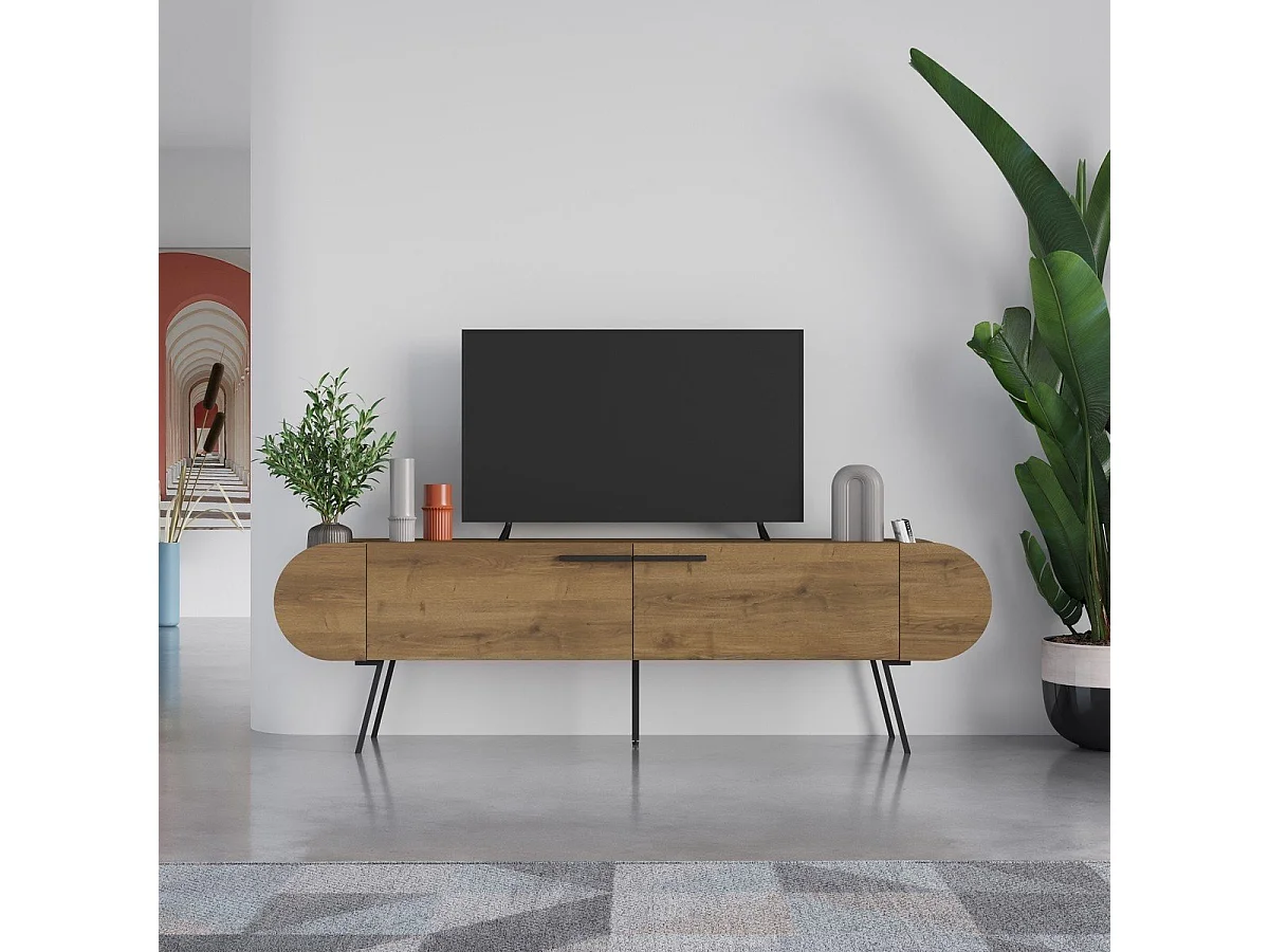 Stojak TV 2-drzwiowy z metalowymi nogami L194,5 cm - SALUSO