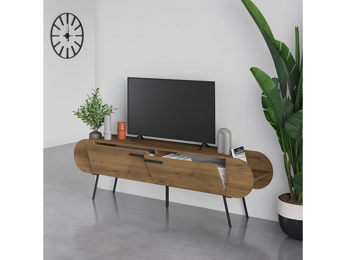 Stojak TV 2-drzwiowy z metalowymi nogami L194,5 cm - SALUSO