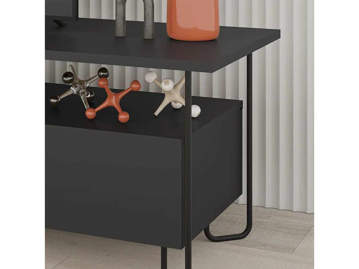 Meuble TV 2 portes avec pieds en métal L150 cm - DILLY