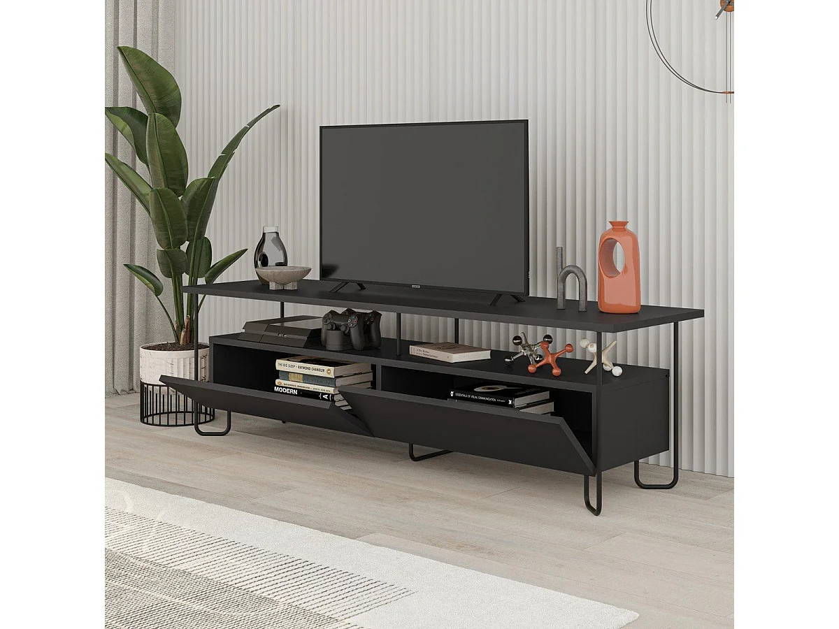 Meuble TV 2 portes avec pieds en métal L150 cm - DILLY
