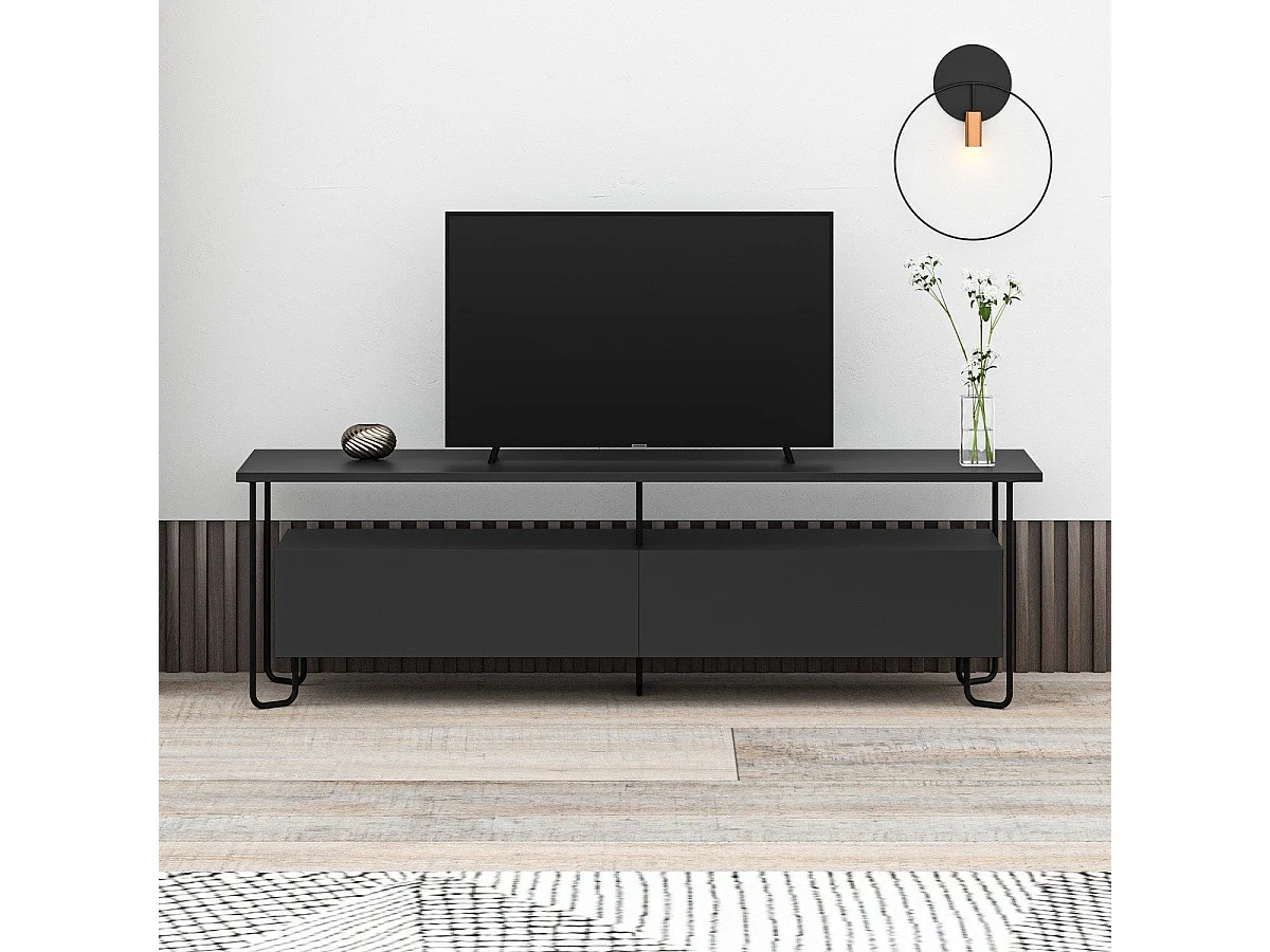 Meuble TV 2 portes avec pieds en métal L150 cm - DILLY