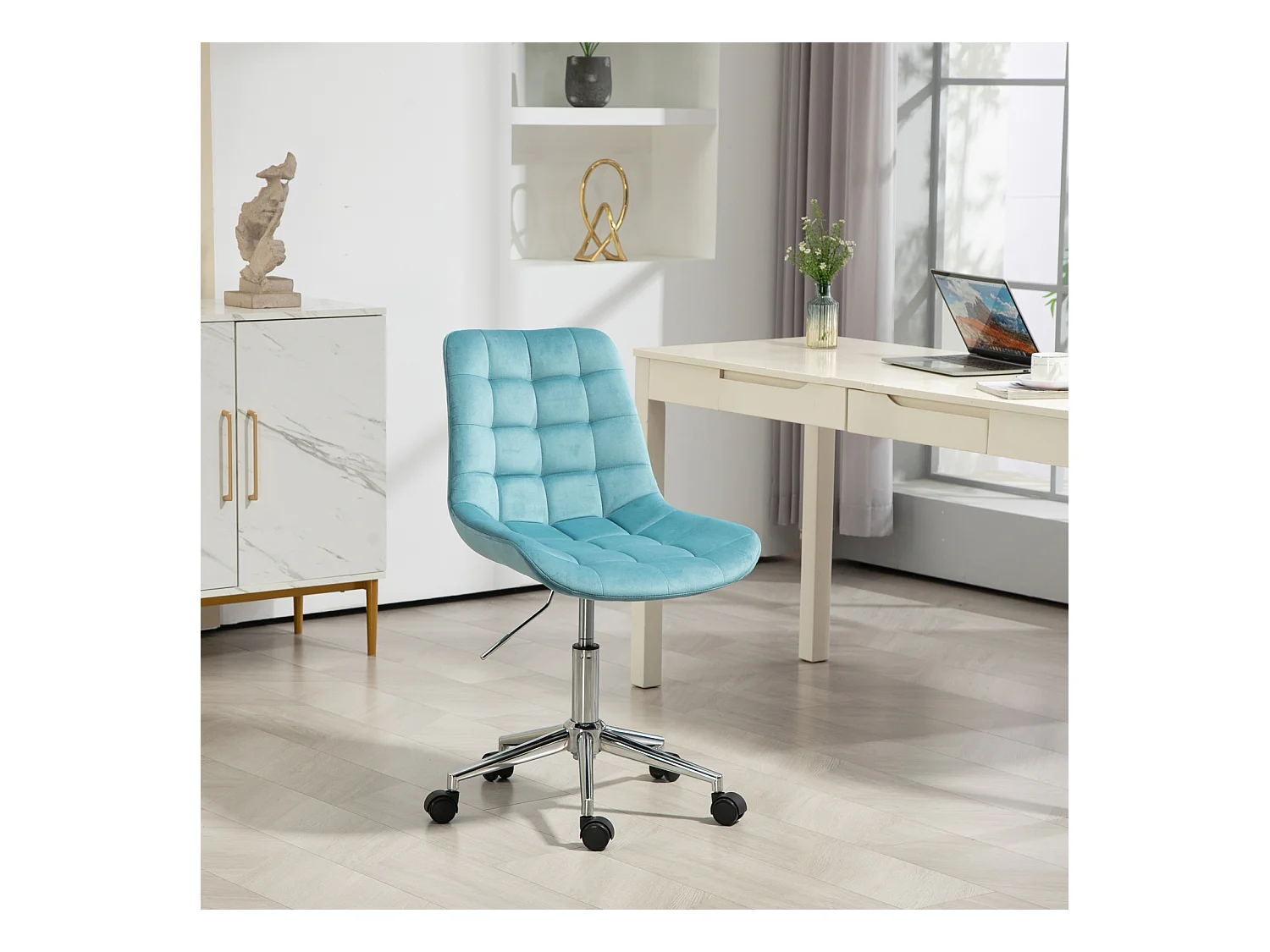Chaise de bureau SVITA MICKY pour enfants, chaise de bureau réglable en hauteur, chaise pivotante, bleu clair