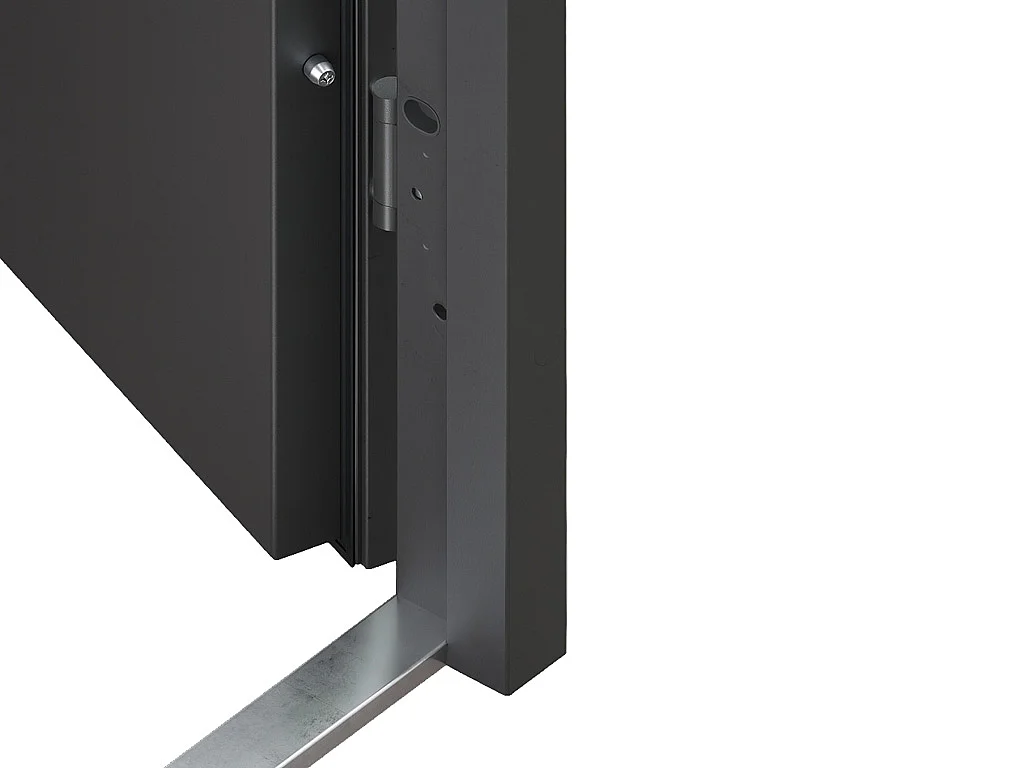 Porte d'entrée en acier pleine et inox H207 x L100 cm anthracite - poussant droit - LUSADA