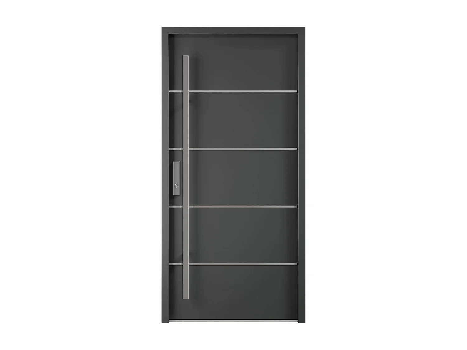 Porte d'entrée en acier pleine et inox H207 x L100 cm anthracite - Epaisseur 68 mm - poussant droit - LUSADA
