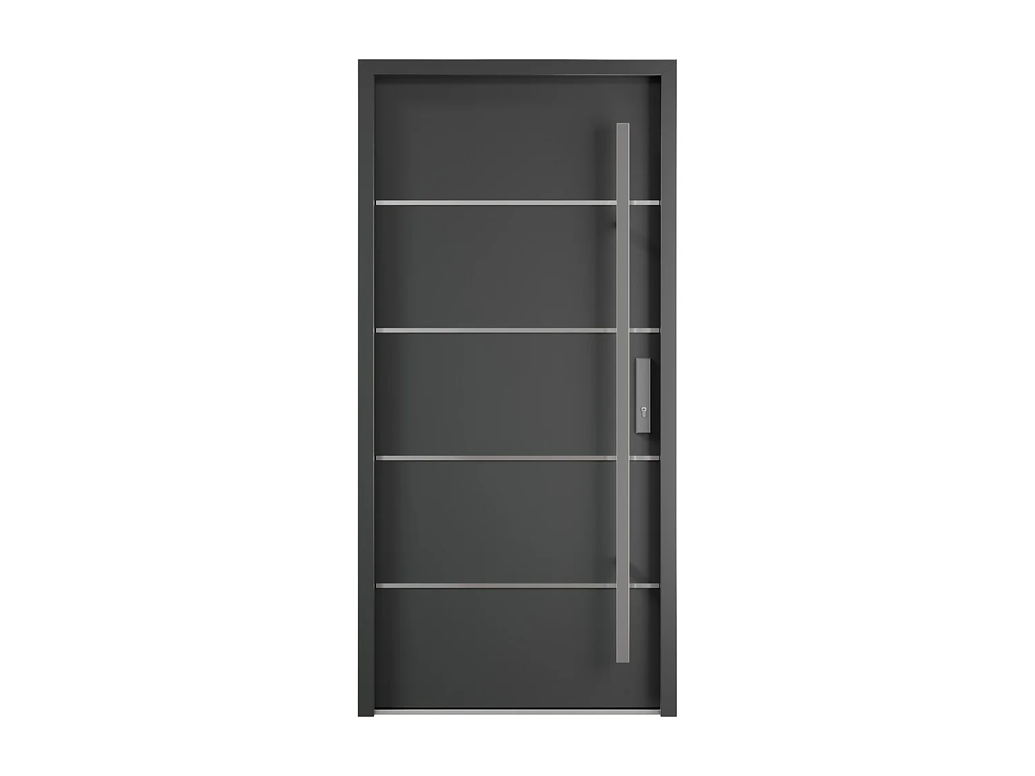 Porte d'entrée en acier pleine et inox H207 x L100 cm anthracite - poussant gauche - LUSADA