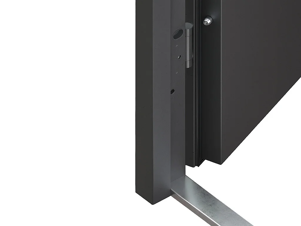 Porte d'entrée en acier pleine et inox H207 x L100 cm anthracite - poussant gauche - LUSADA