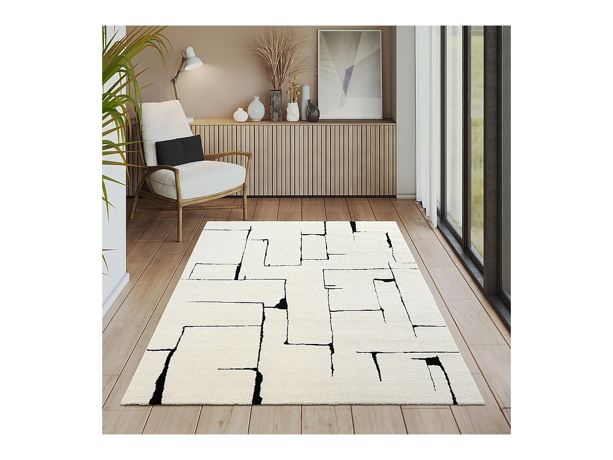 Tapis Everest design moderne - Crème - 80 x 150 cm