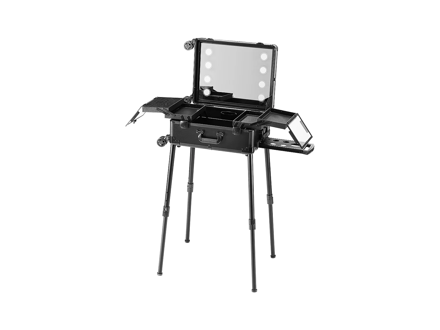 Valigia di Trucco con Rotelle SucceBuy, Borsa da Trucco con Chiave, Rotelle Girevoli 360° su Piedistallo per Studio di Artista Professionale