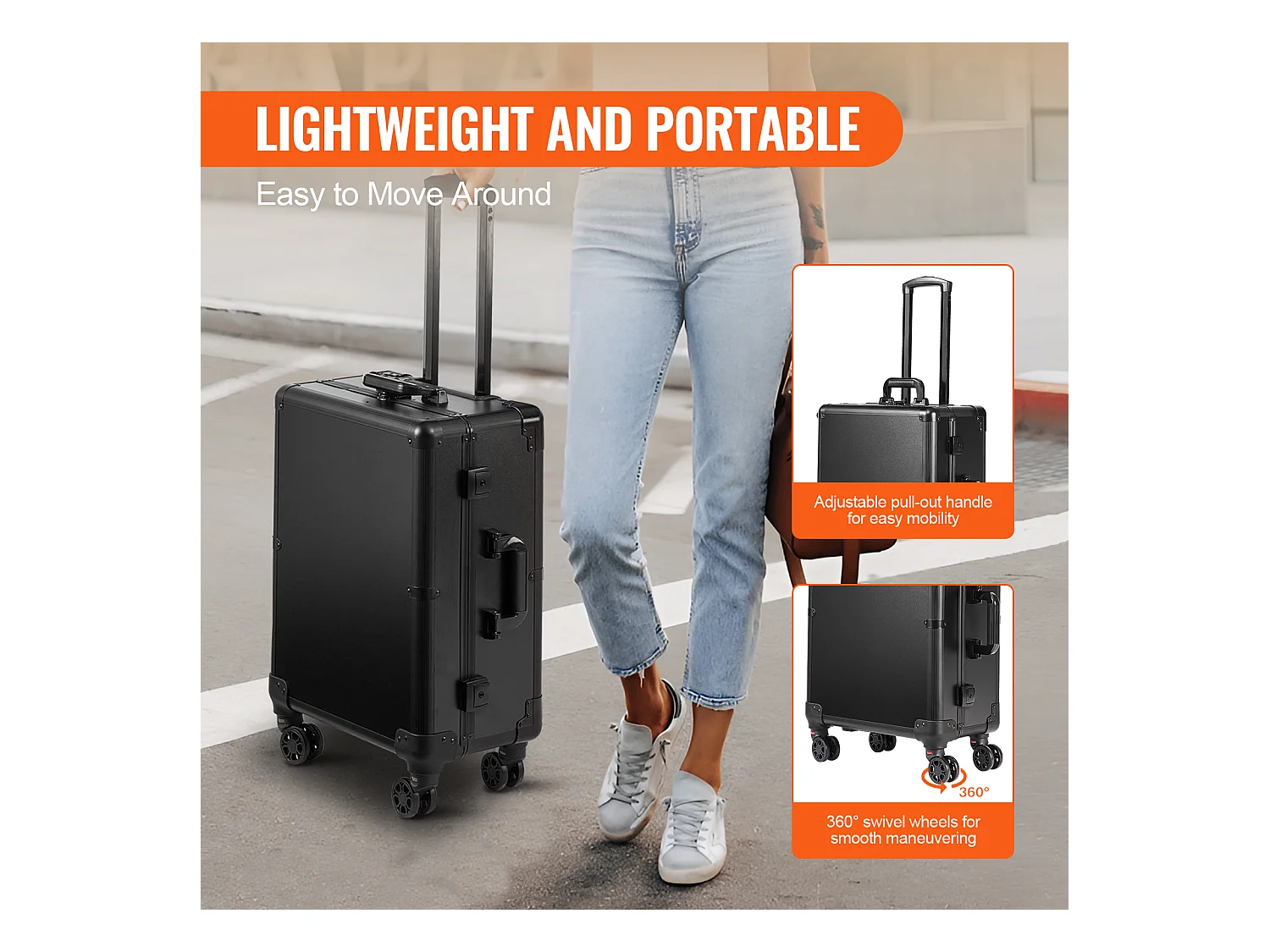 Valija de Maquillaje con Ruedas SucceBuy, Maletín de Maquillaje con Candado, Ruedas Giratorias 360° sobre Pie para Estudio de Artista Profesional