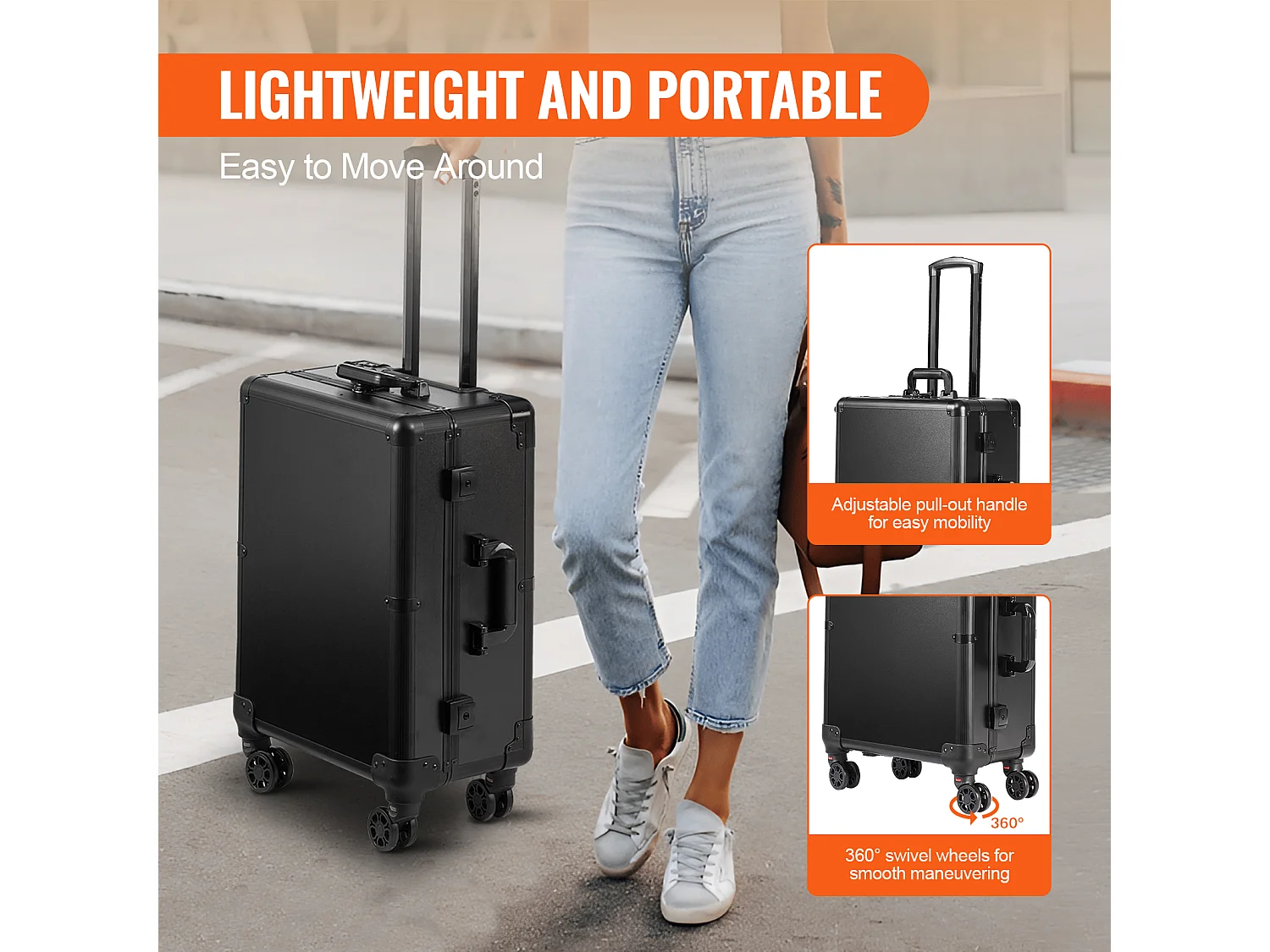 Valise de Maquillage à Roulettes SucceBuy, Mallette de Maquillage avec Serrure, Roulettes Pivotantes 360° sur Pied pour le Studio d’Artiste Professionnel