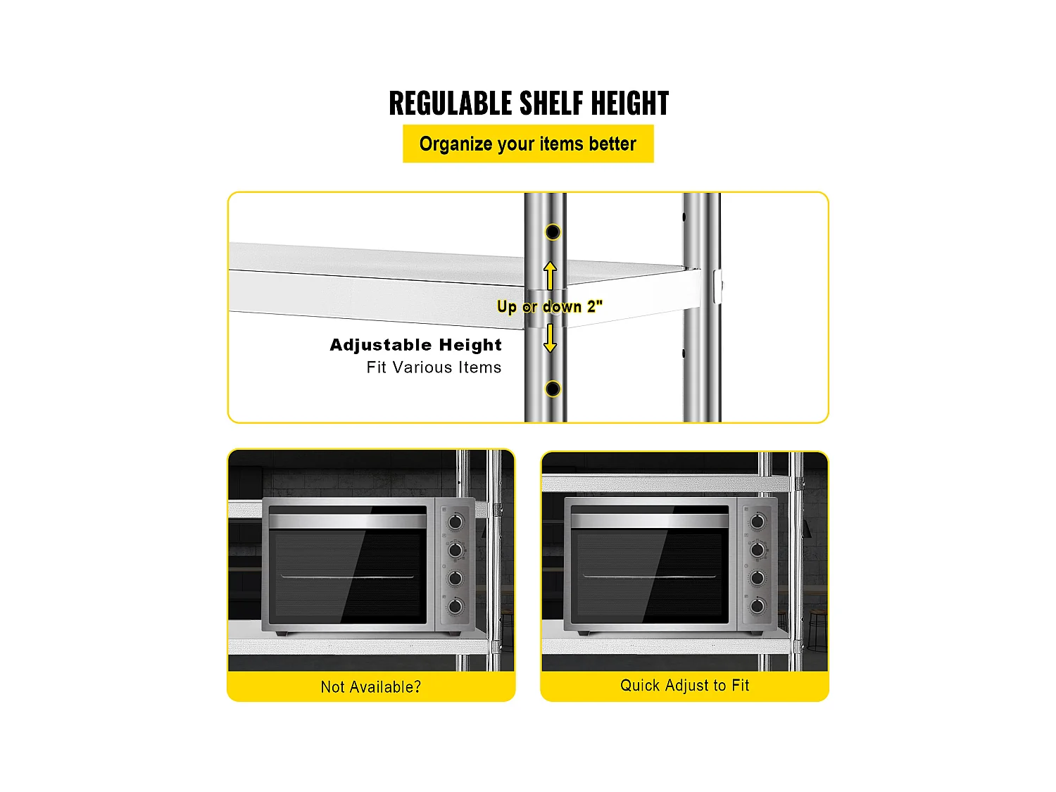 Desserte de Cuisine, Étagère de Cuisine,  Étagère en acier inoxydable à 5 niveaux, étagères de rangement réglables (Étagères de Rangement Réglables)