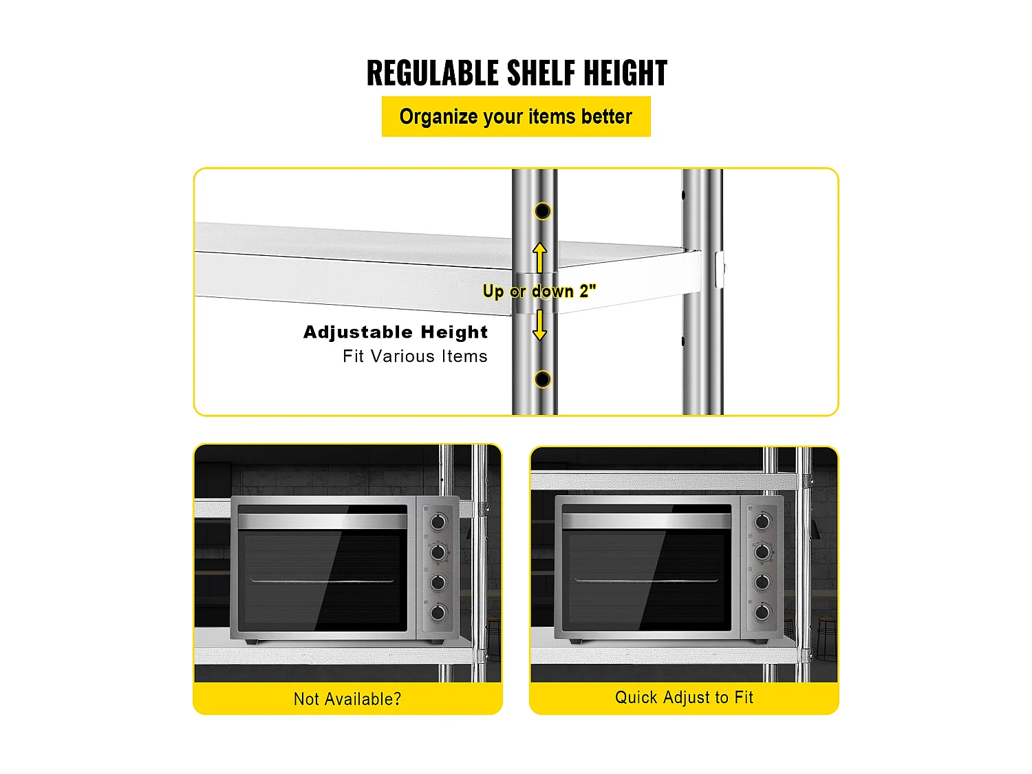 Desserte de Cuisine, Étagère de Cuisine,  Étagère en acier inoxydable à 5 niveaux, étagères de rangement réglables (Étagères de Rangement Réglables)