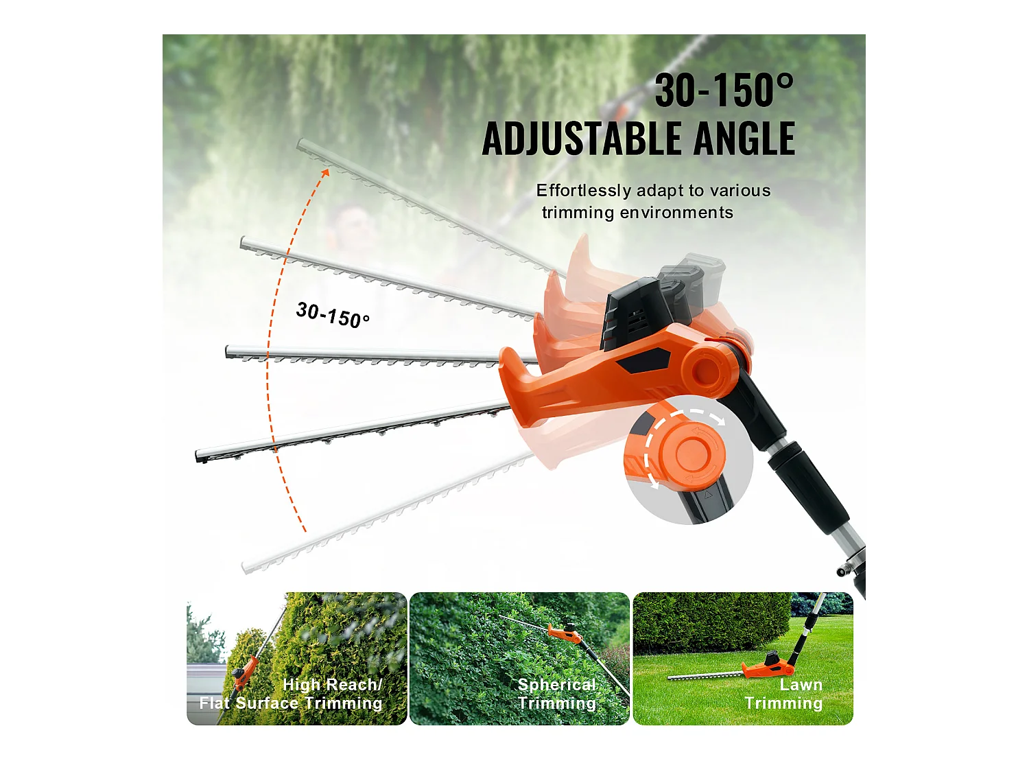 Taille-haie Téléscopique Sans Fil SucceBuy 20 V avec Lame de 18 pouces, Outil de Jardinage Puissant