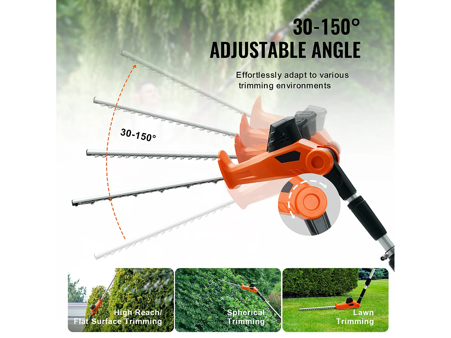 Taille-haie Téléscopique Sans Fil SucceBuy 20 V avec Lame de 18 pouces, Outil de Jardinage Puissant