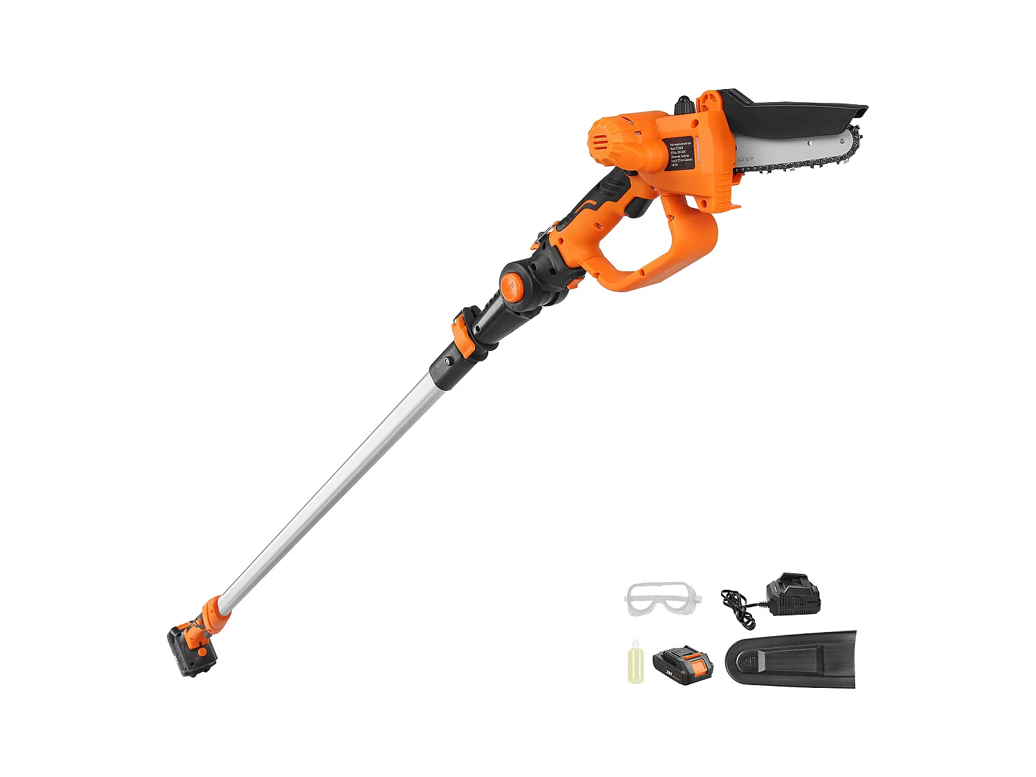 Scie à Perche Sans Fil 2-en-1 SucceBuy, 20V 2Ah Battery, avec Batterie et Couvercle Lame pour Couper Branches Arbres